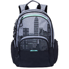 Рюкзак молодежный Grizzly, черный - бирюзовый