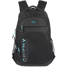 Рюкзак молодежный Grizzly, черный - бирюзовый