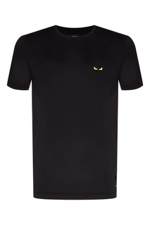 Классическая черная футболка с маленьким рисунком Fendi
