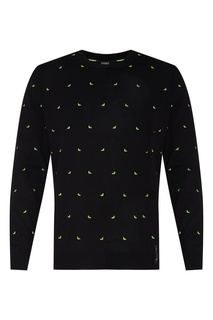 Черный шерстяной свитер с рисунком Fendi
