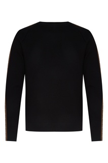 Черный шерстяной свитер с рисунком на рукавах. Fendi