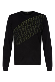 Черный шерстяной свитер с принтом Fendi