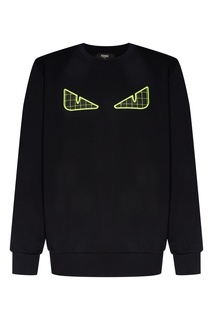 Черный шерстяной свитшот с рисунком и вышивкой Fendi