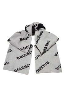 Серый шарф с логотипами черного цвета Balenciaga Man