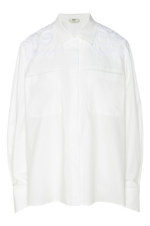 Белая рубашка с фигурной вышивкой Fendi