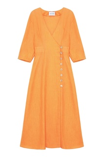 Оранжевое льняное платье миди I Am Studio