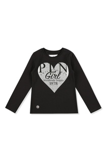 Черный лонгслив с сердцем Philipp Plein Kids