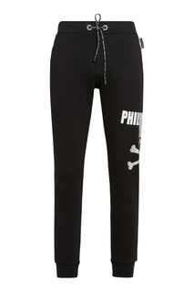 Черные брюки с черепом и стразами Philipp Plein