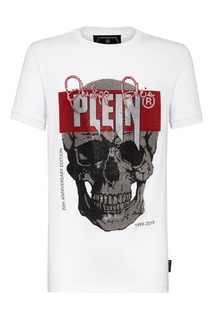 Футболка белого цвета с черепом и стразами Philipp Plein