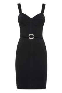 Черное платье с пряжкой Elegant Philipp Plein