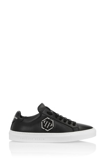 Черные кеды с серебристым логотипом Philipp Plein
