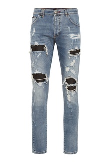 Светлые джинсы с заплатками Destroyed Philipp Plein