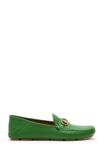 Зеленые кожаные мокасины Gucci Man