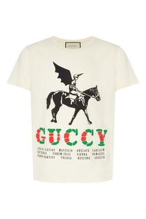Футболка цвета экрю с рисунком Gucci Man