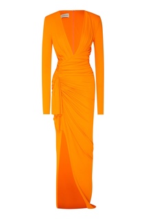 Оранжевое вечернее платье с разрезом Alexandre Vauthier