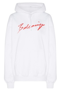Белое худи с красным логотипом Balenciaga