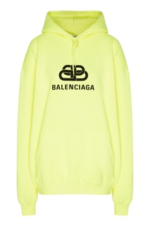 Неоново-желтое худи с логотипом BB Balenciaga