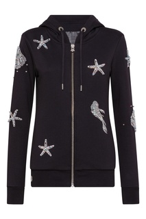 Черное худи с отделкой Philipp Plein