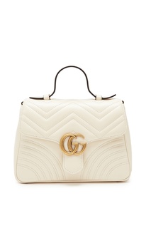 Кожаная сумка цвета экрю из коллекции «Marmont» Gucci