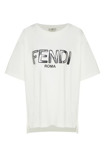 Белая футболка с логотипом Fendi