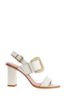 Белые босоножки с массивной пряжкой Santoni