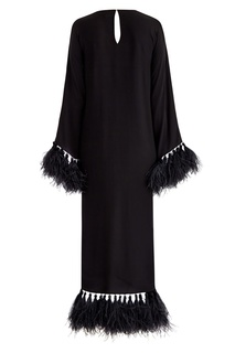 Черное платье с отделкой из перьев Valentino