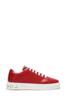 Красные кожаные кроссовки с кристаллами Miu Miu