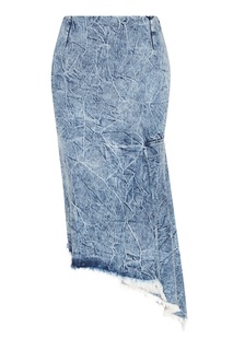 Асимметричная юбка из жатого денима Balenciaga