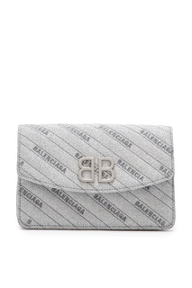 Серебристая сумка BB Wallet On Chain Balenciaga
