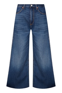 Широкие синие джинсы с нашивками Gucci