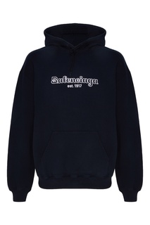 Темно-синее худи с вышитым логотипом Balenciaga Man