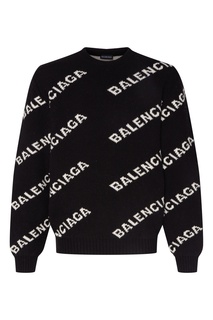 Черный джемпер с белыми логотипами Balenciaga Man