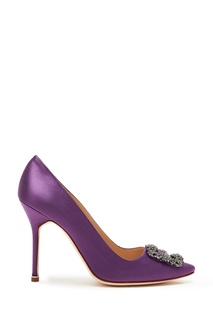 Пурпурные атласные туфли Hangisi 105 Manolo Blahnik