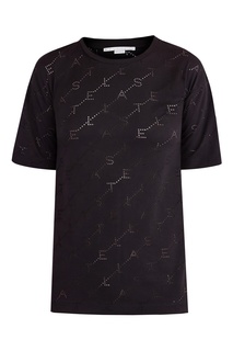 Черная футболка с перфорированными монограммами Stella Mc Cartney