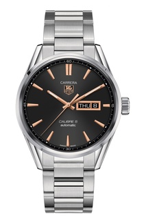 CARRERA Calibre 5 Day-Date Автоматические мужские часы с черным циферблатом Tag Heuer