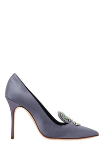 Атласные туфли с декором Giralda Manolo Blahnik