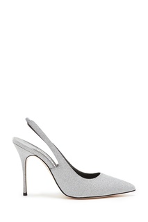 Серебристые туфли с глиттером Allura 105 Manolo Blahnik