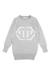 Серый свитер с рисунком Philipp Plein Kids