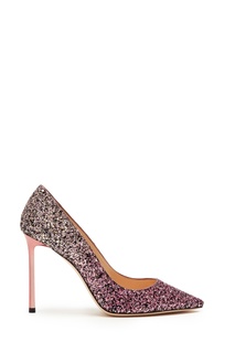 Туфли с розовым и золотым глиттером Romy 100 Jimmy Choo