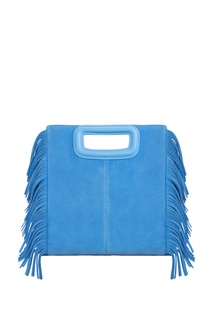 Голубая замшевая сумка с бахромой Maje