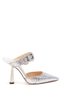 Серебристые туфли с глиттером и кристаллами Smokey 100 Jimmy Choo