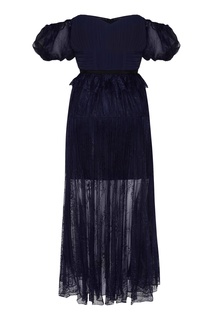 Темно-синее платье с открытыми плечами Self Portrait
