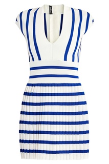 Бело-синее короткое платье Balmain