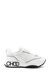 Белые кроссовки с черным логотипом Raine Jimmy Choo