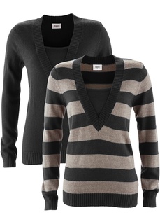 Пуловер с V-вырезом (2 шт.) Bonprix