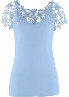 Футболка с кружевной кокеткой Bonprix