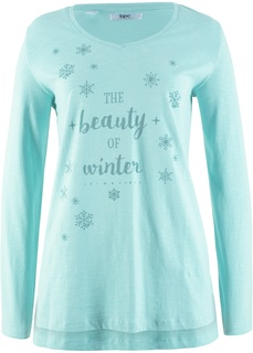 Футболка с длинным рукавом, материал фламе Bonprix