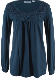 Футболка с кружевом и длинным рукавом Bonprix