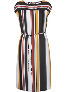 Платье в полоску с текстильным поясом Bonprix