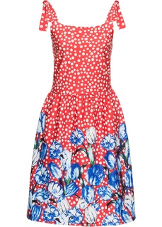 Платье в горошек с цветочным принтом Bonprix